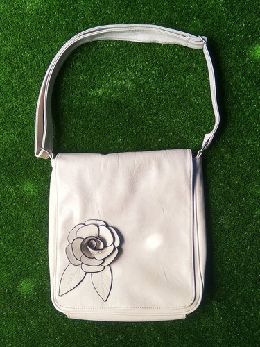 Cartera Morral Crudo Blanco Con Rosa De Diseño