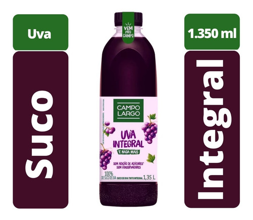 Suco De Uva Integral Campo Largo 1,350ml 100% Uva