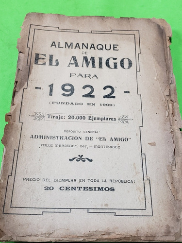 Almanaque El Amigo Para 1922