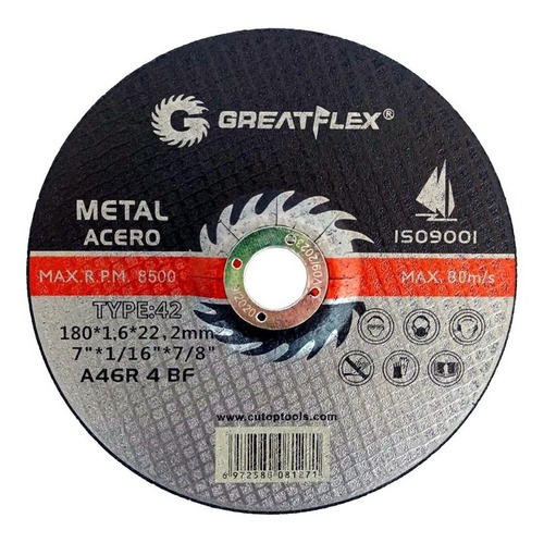 Disco Greatflex De Corte Metal Extra Fino Centro Rebajado 7 