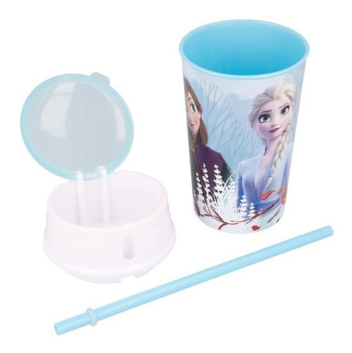 Vaso Infantil Porta Cereal Disney Frozen 400 Ml Orig Fa047 Color Celeste