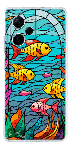 Funda Para Xiaomi Para Mujer Peces Vitral Con Tu Nombre