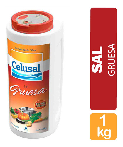 Imagen 1 de 7 de Sal Gruesa Celusal Salero 1kg - Libre De Gluten Sin Tacc