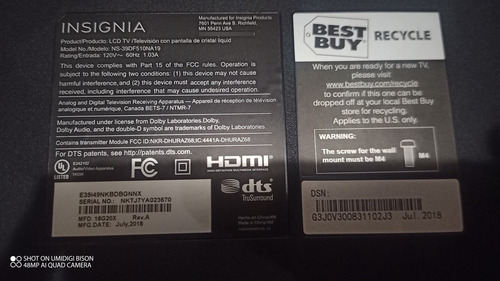 Repuestos Televisor Smart Tv Insignia (Usado)
