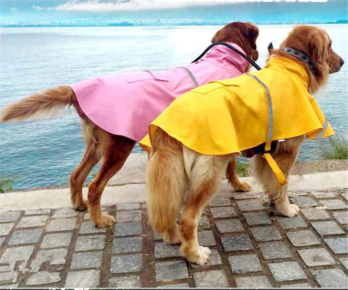 Impermeable Para Perros Con Capucha Con Rayas