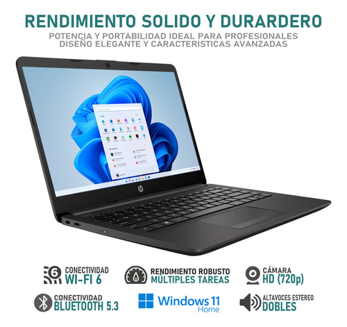 Laptop Hp 240r G9 De 14 Intel Core I5 8gb Ram 512gb Ssd W11 Gris Oscuro