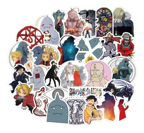 Fullmetal Alchemist 50 Calcomanias Stickers Pvc Contra Agua