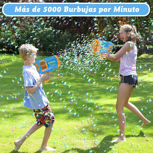 Pistola De Burbujas Rocket - Diversión Asegurada Para Niños Azul