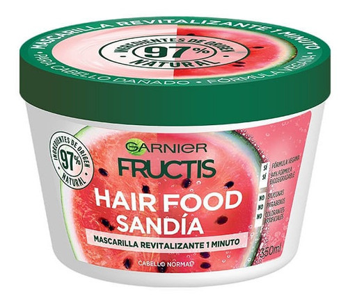 Mascarilla Garnier Fructis Hair Food Sandía 3 En 1 - 350ml 