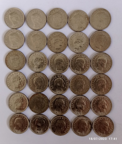 Lote De 30 Monedas Colombia 10 Centavos 1975