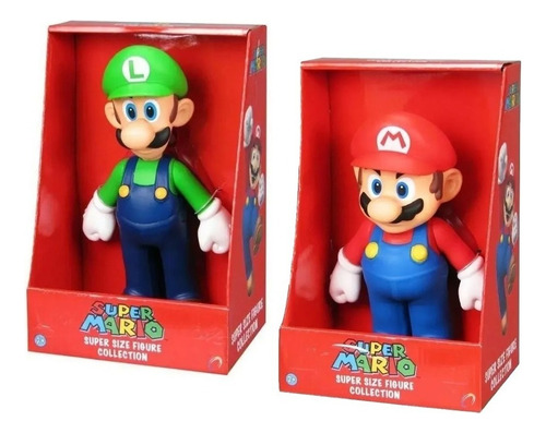 Bonecos Grandes Super Mario Bros E Luigi 23cm Coleção
