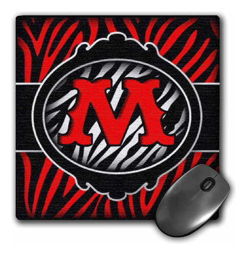 3drose Wicked Red Zebra Initial Letter M Mouse Pad (mp102900