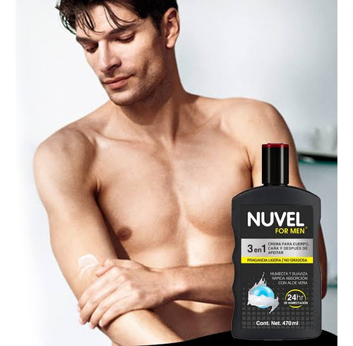 2 Cremas Corporal Nuvel For Men 3 En 1, 470ml.