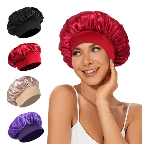 4 Gorros De Satén De Seda, Gorro De Pelo Para Dormir, Banda
