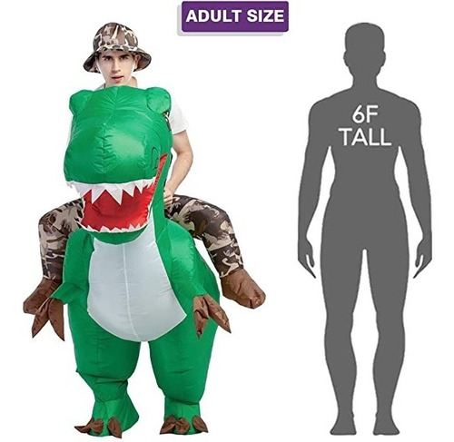 Imagen 2 de 6 de Disfraz Dinosaurio Inflable Adulto