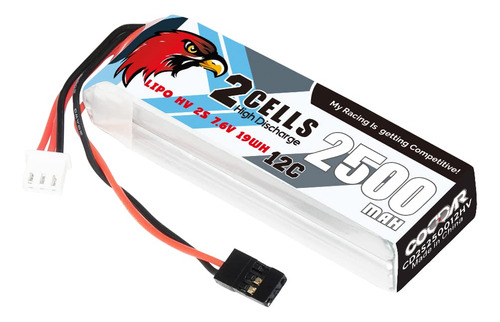 Coddar Bateria Lipo De 2500mah 2s 7.6v 12c Hv Con Conector J