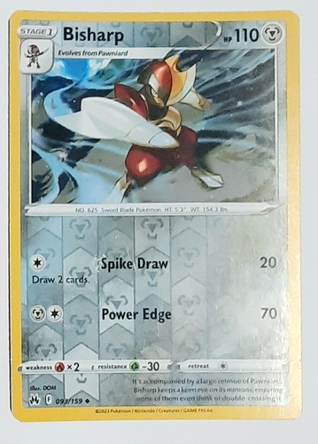 Carta Pokémon Bisharp 093 Tcg Crown Zenith Reverse 