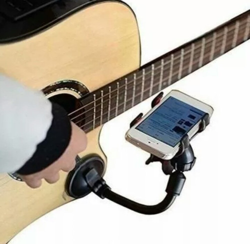Suporte Celular Smartphone Para Violão Guitarra Baixo Cor Preto