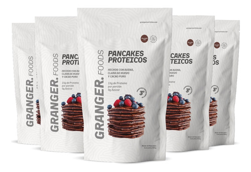 Pancakes Proteicos Chocolate 450 Gramos Granger X 5 Unid.
