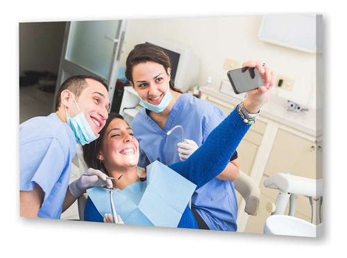 Cuadro 20x30cm Odontologia Equipo Feliz Selfie Doctor