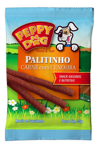 Petisco De Palito Peppy Dog Carne Com Cenoura 55g