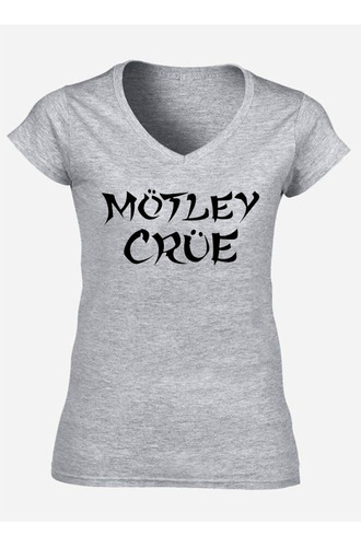 Remera Mujer Escote V Spun -  Motley Crue Logo