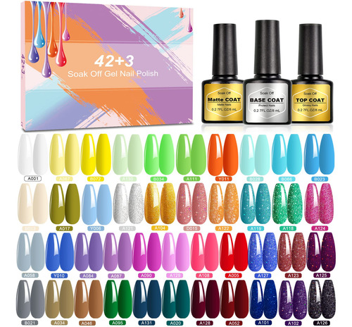 Yocrovv Juego De 45 Esmaltes De Uas De Gel, Kit De Uas De Ge