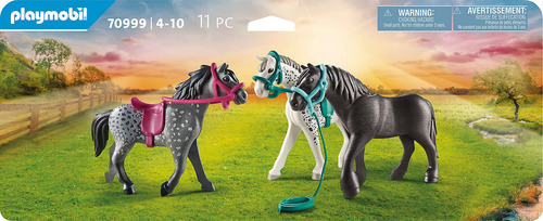 Trío De Caballos Toy Playmobil Con Knabstrupper, Friesian Y