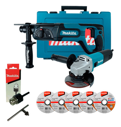 Kit Rotomartillo Sds Plus+miniesmeril Makita Hr2475x4+regalo