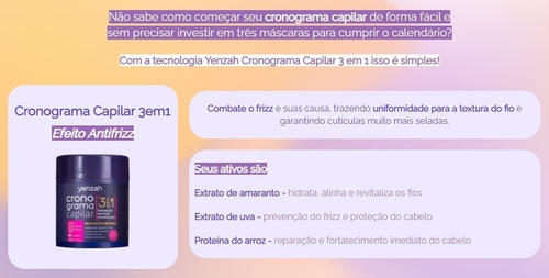 Máscara Cronograma Capilar Yenzah 480g Cabelos Com Frizz