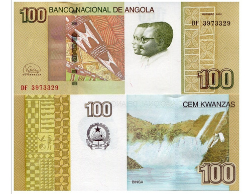 Billete De Angola 100 Kwanzas, Cascadas De Binga 2012 