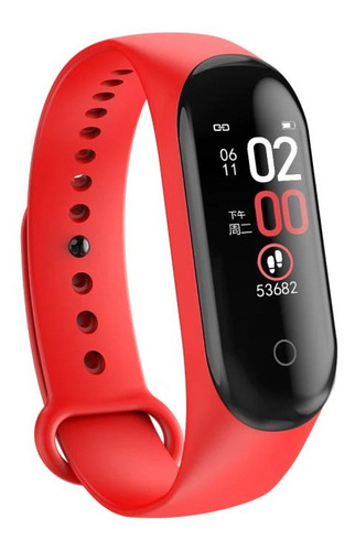 Reloj Inteligente Smart Watch M4 Color De La Caja Negro Color De La Correa Rojo