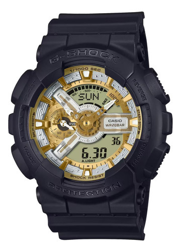 Reloj G-shock Ga-110cd-1a9: Edición Especial Analógico-digital, Color Negro Y Dorado
