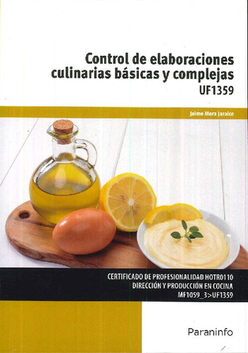 Libro Control De Elaboraciones Culinarias Básicas Y Compleja