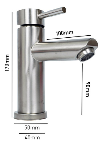 Griferia Monocomando Ah Home De Mesada Acero Inoxidable Ah14
