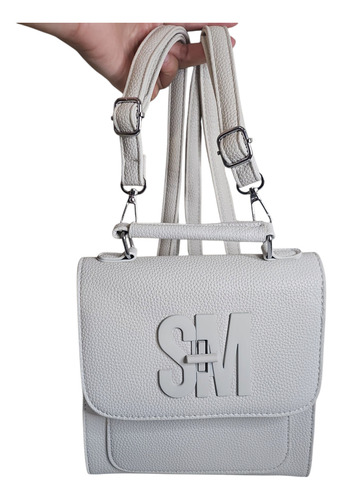 Bolsa De Dama Sm; 2 En 1 Crossbody Y Mochila. Beige Lisa Níquel Beige