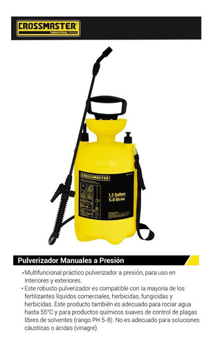 Pulverizador Manual 5 L Crossmaster 9937958 Color Amarillo
