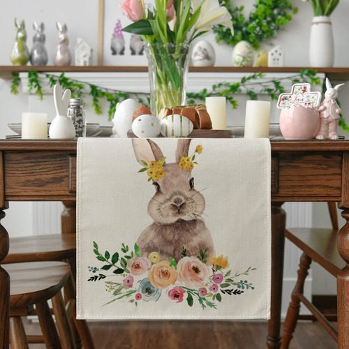 Mantel De Pascua Con Diseño De Conejo Para Decoración De Mes