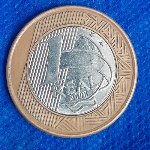 Moneda De Brasil, Un Real, Bimetalica, Buen Estado 