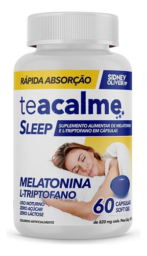 Melatonina L-triptofano Teacalme 60 Cápsulas Em Gel