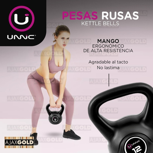 Haltere de ginástica funcional Kettlebel Pvc Kettlebell de 12 kg Unnic, cor preta