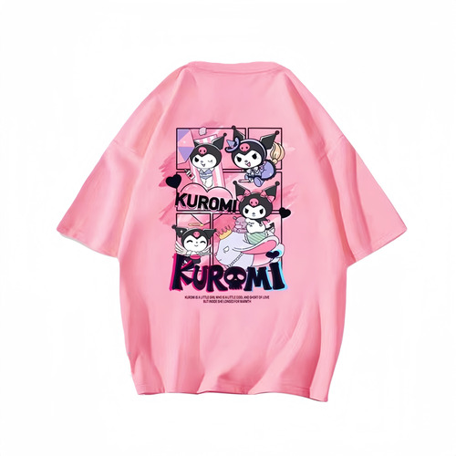 Playera Rosa Oversized Kuromi Manga Corta T-shit Mujer