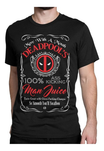 Polera Unisex Deadpool Comic Kicking Algodon Estampado