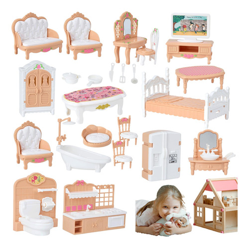 4 Sets Muebles Casa Muñecas Muebles En Miniatura Realistas