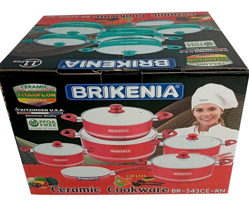 Juego De Olla Brikenia 11 Piezas Antiadher.ceramica Blanca 