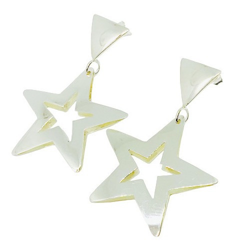 Aros Estrella Con Triangulo Colgante De Plata 925 Ar 282-1