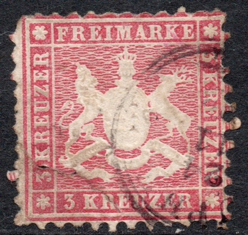 Wurtemberg (alemania) Sello Deteriorado Escudo X 3 K. 1863 