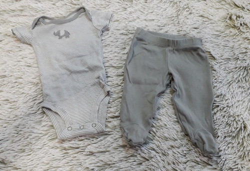 Conjunto 2 Piezas Carter's Bebe Body Pelele Elefante Gris