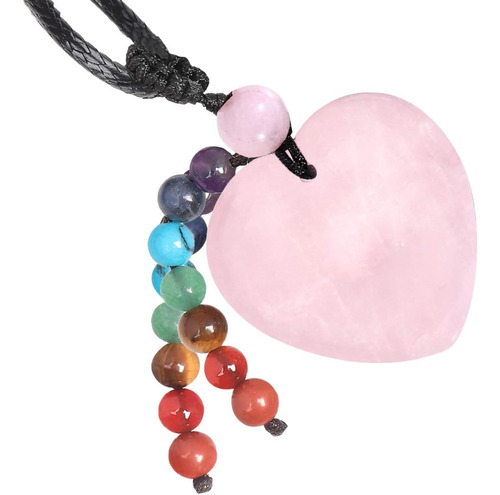 Sunyik Collar Con Colgante De Piedra De Corazón De 7 Chakras