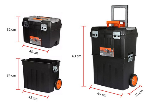 Caja Para Herramientas Bahco Plastica 2 Cuerpos Con Ruedas